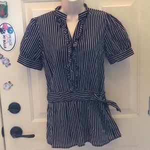 Navy and white stripe Charlotte Russe blouse euc